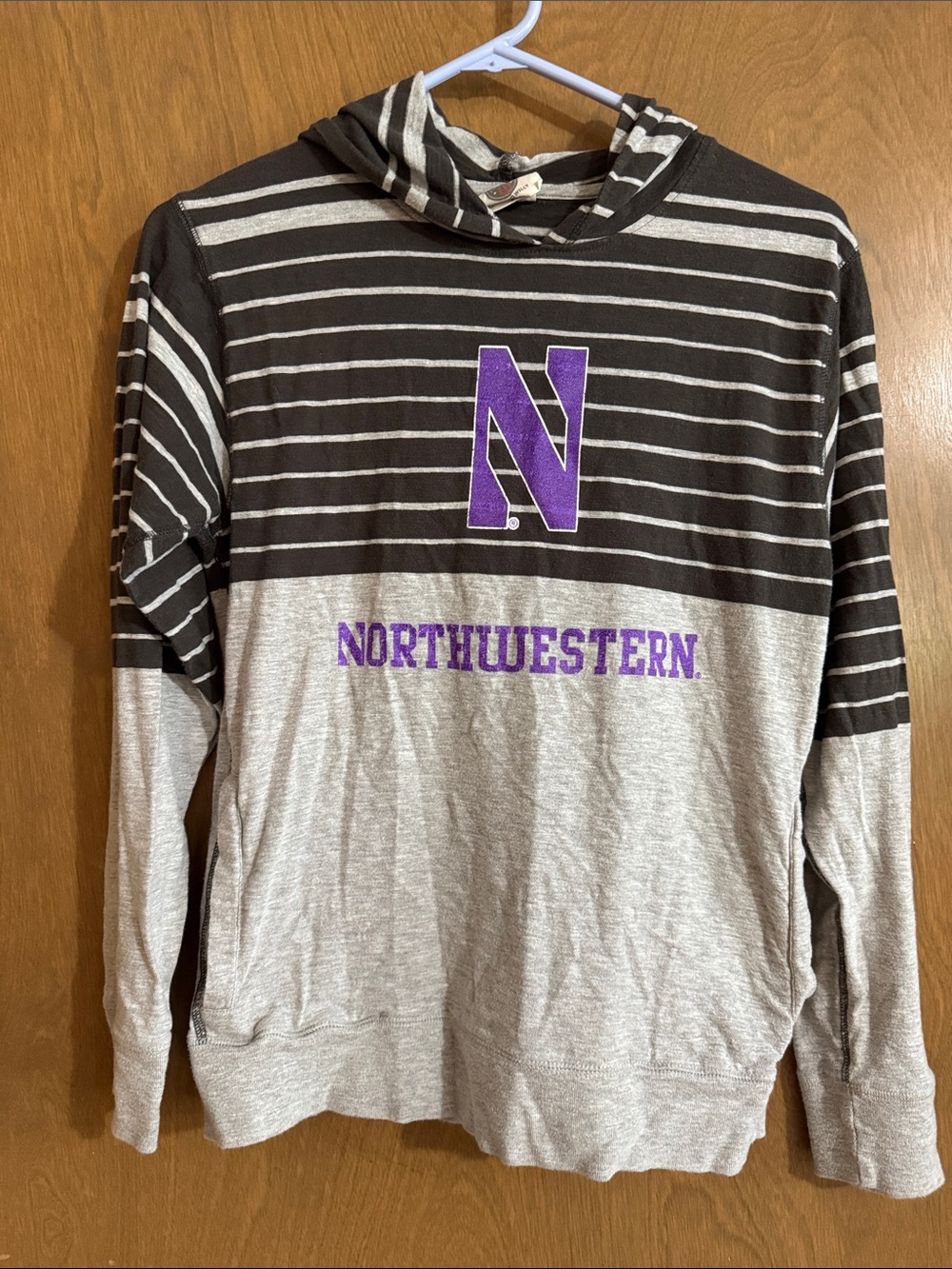 Wes and Willy Northwestern University Grey, Black & Purple Striped Hoodie